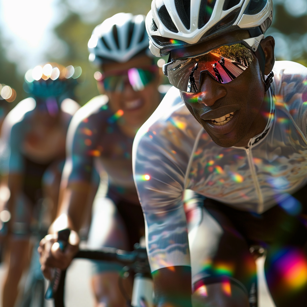 Group of cyclists enjoying cycling fun