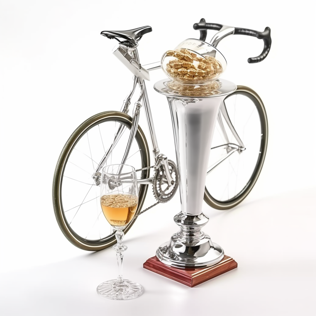 Cycling race trophy with bike and cocktail glass