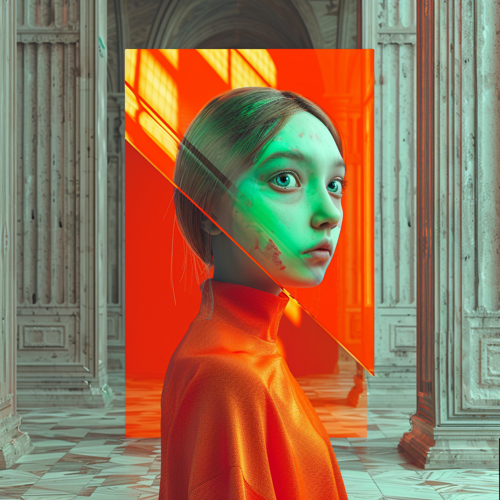 Surreal Cyclops Girl with Orange Eye