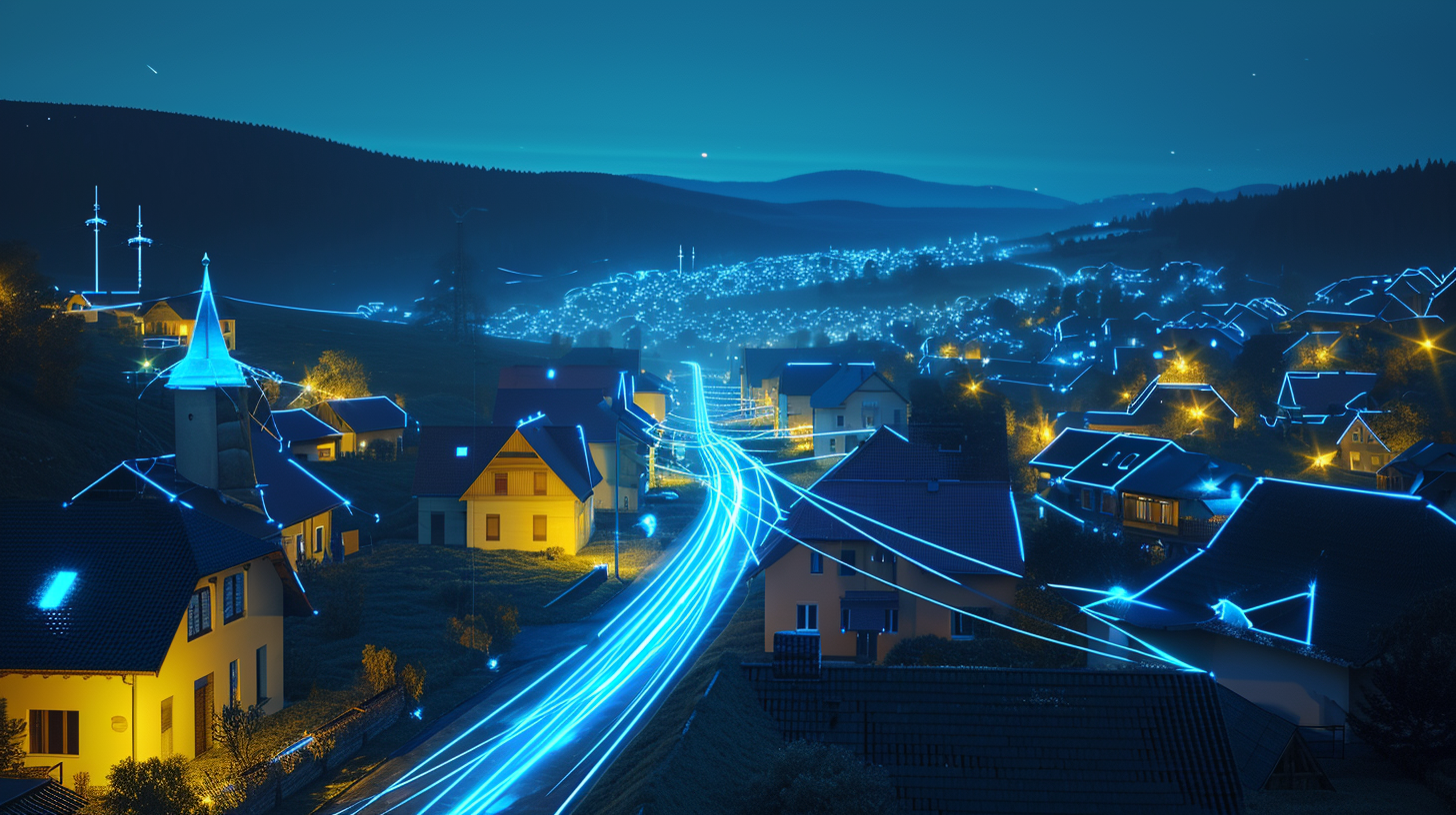 Czech village town with blue energy