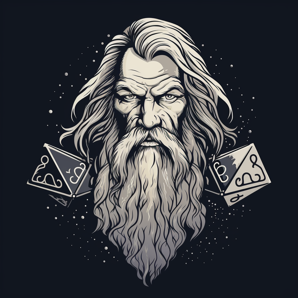 D20 dice with long grey beard