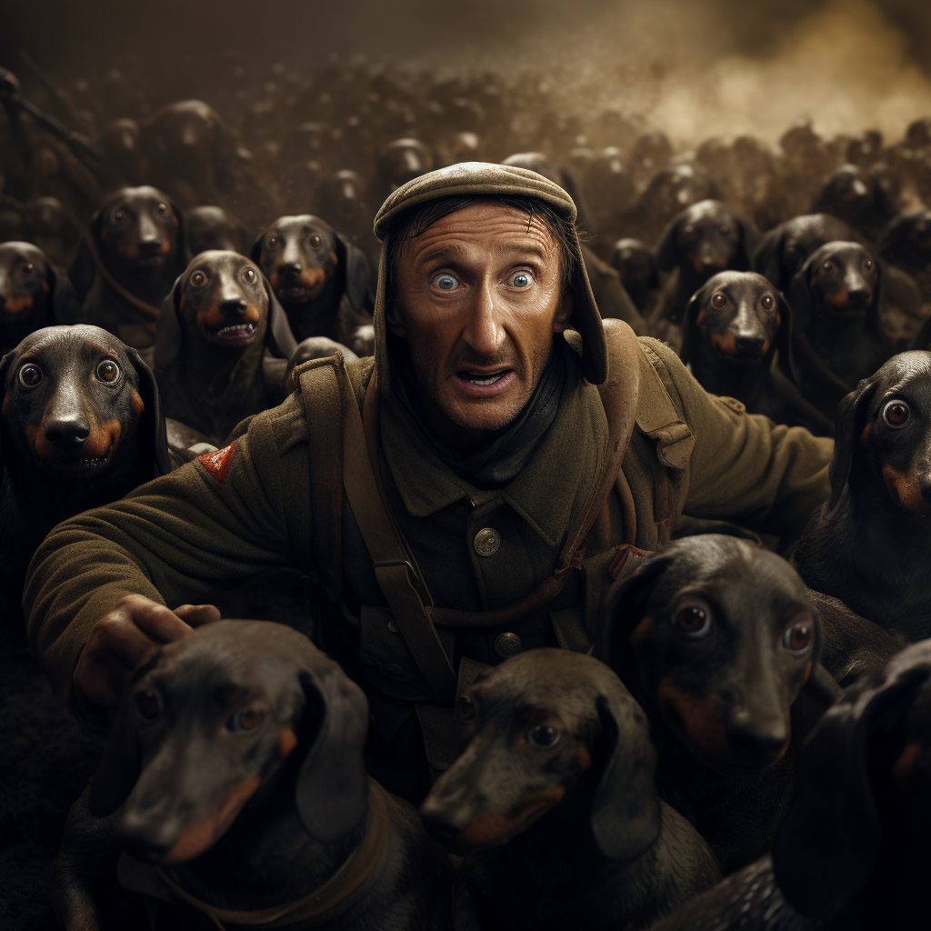 Dachshunds army WW1 trench rush