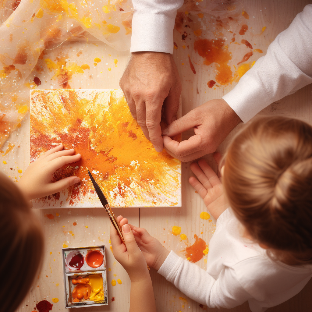 Dad and Daughter Making New Year Card