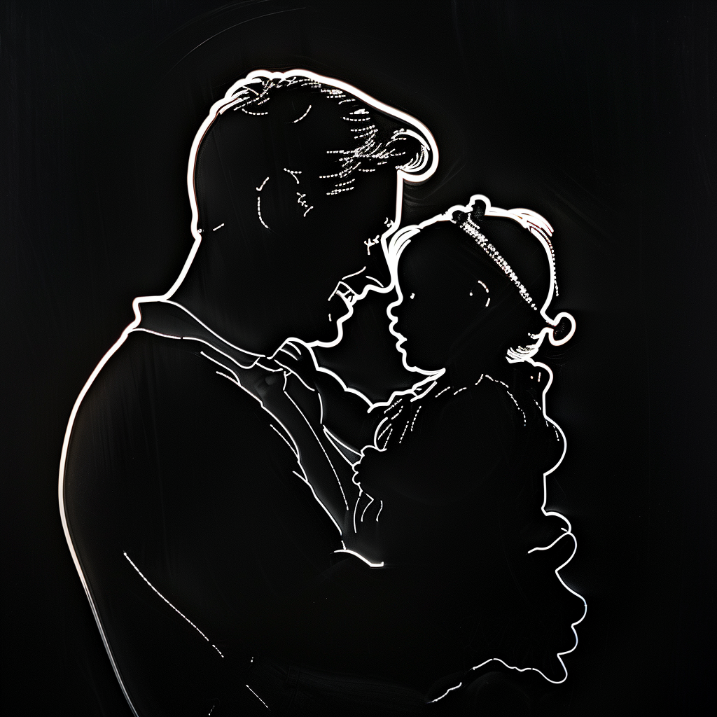 dad hugging baby silhouette image