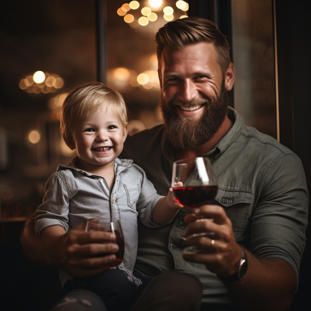 Father Son Wine Glass Together