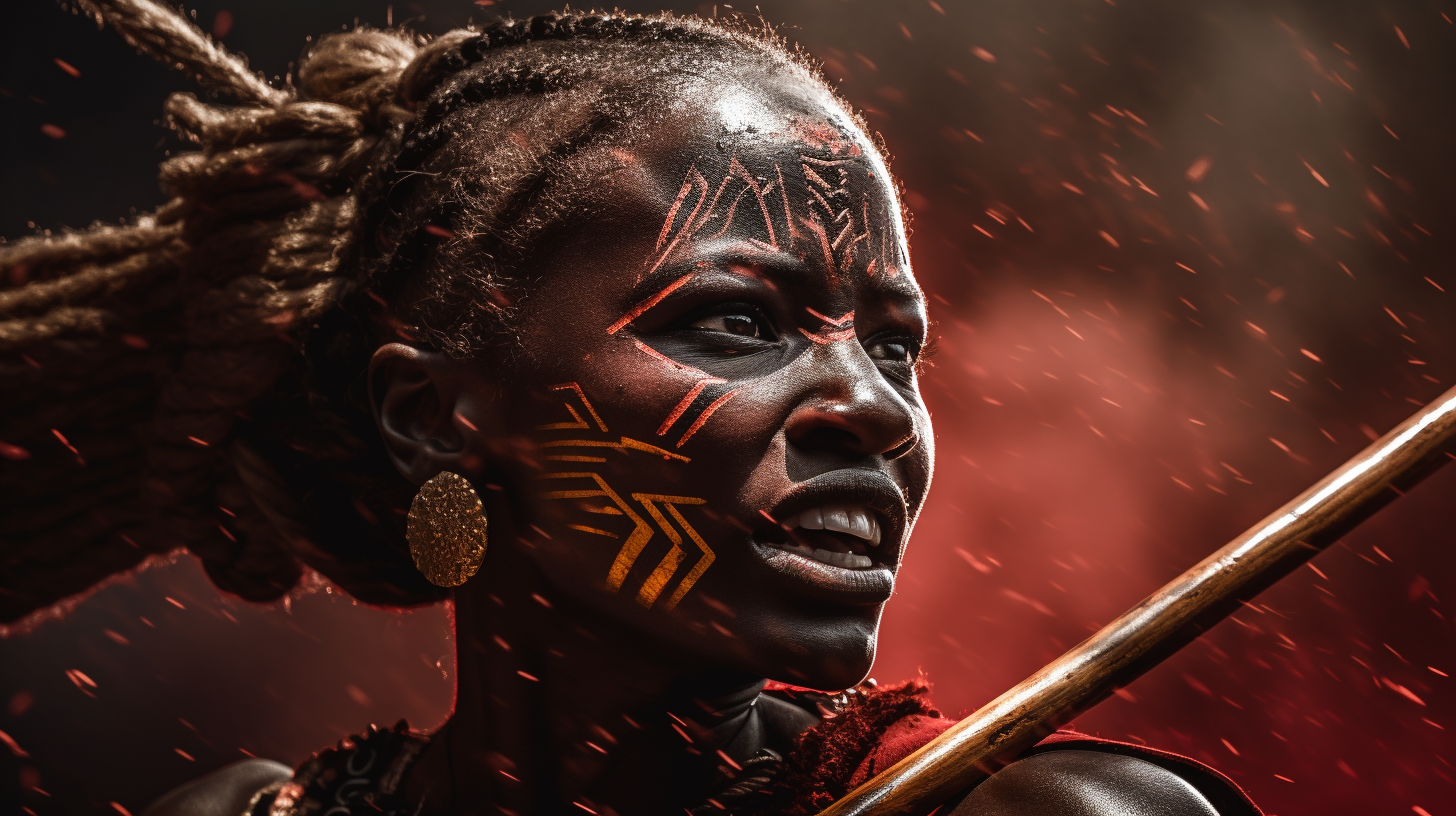 Hyper Realistic Dahomey Amazon Female Warrior Image