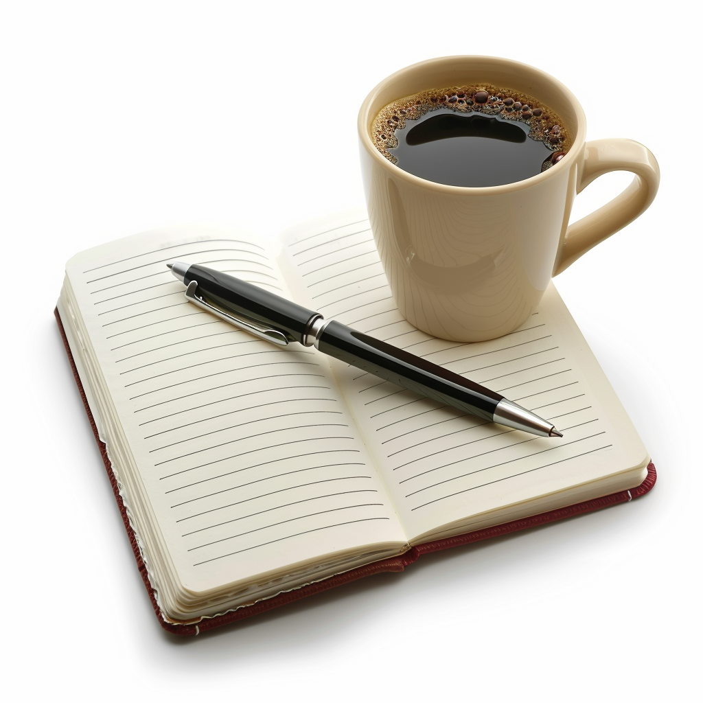 Daily journal pen cup coffee