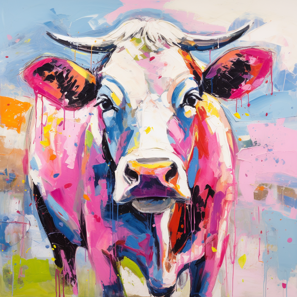 Colorful dairy cow in pink lady style