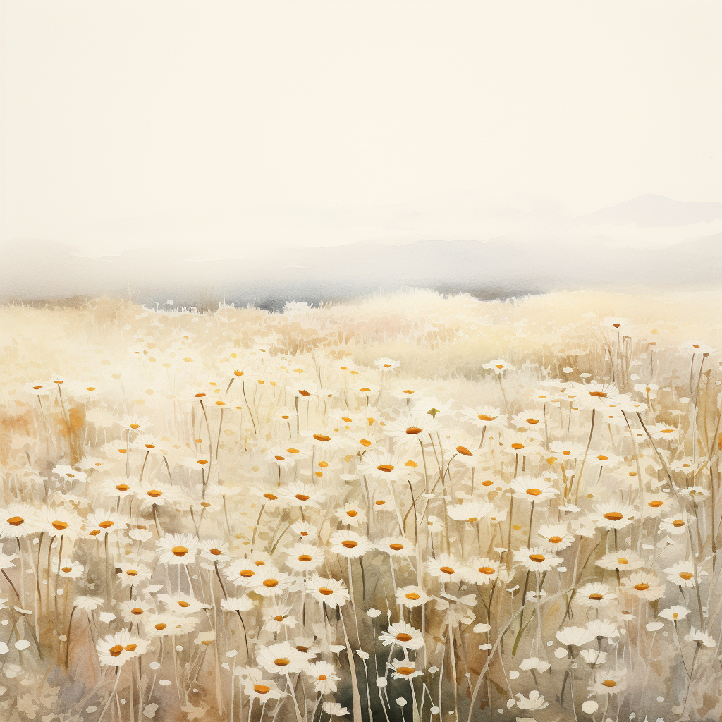 Daisy Field Soft Minimalist Watercolour