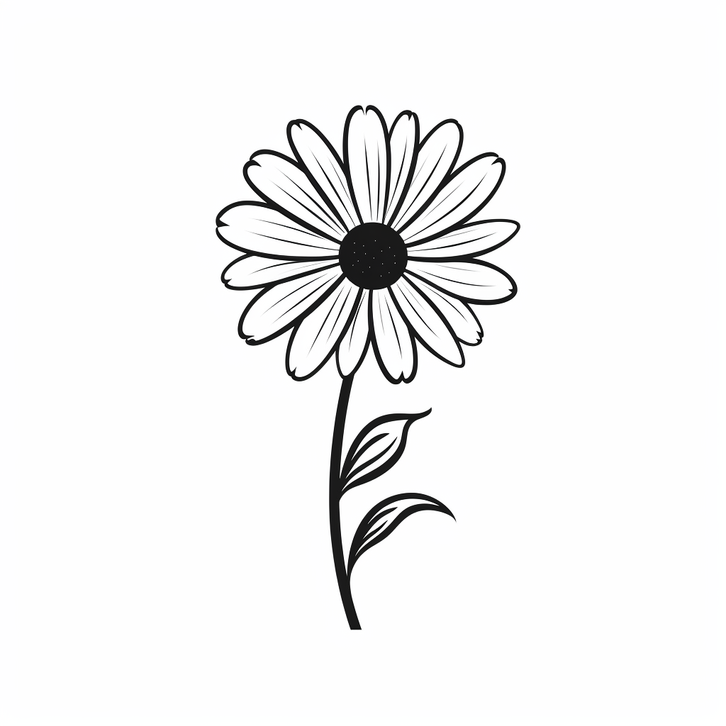 Minimalist black and white daisy flower landscape