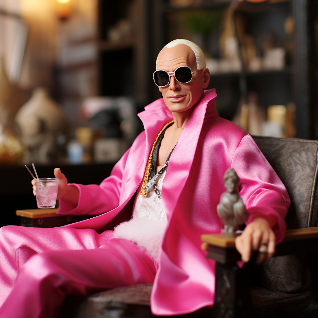 Dalai Lama Ken from Barbie in pink attire