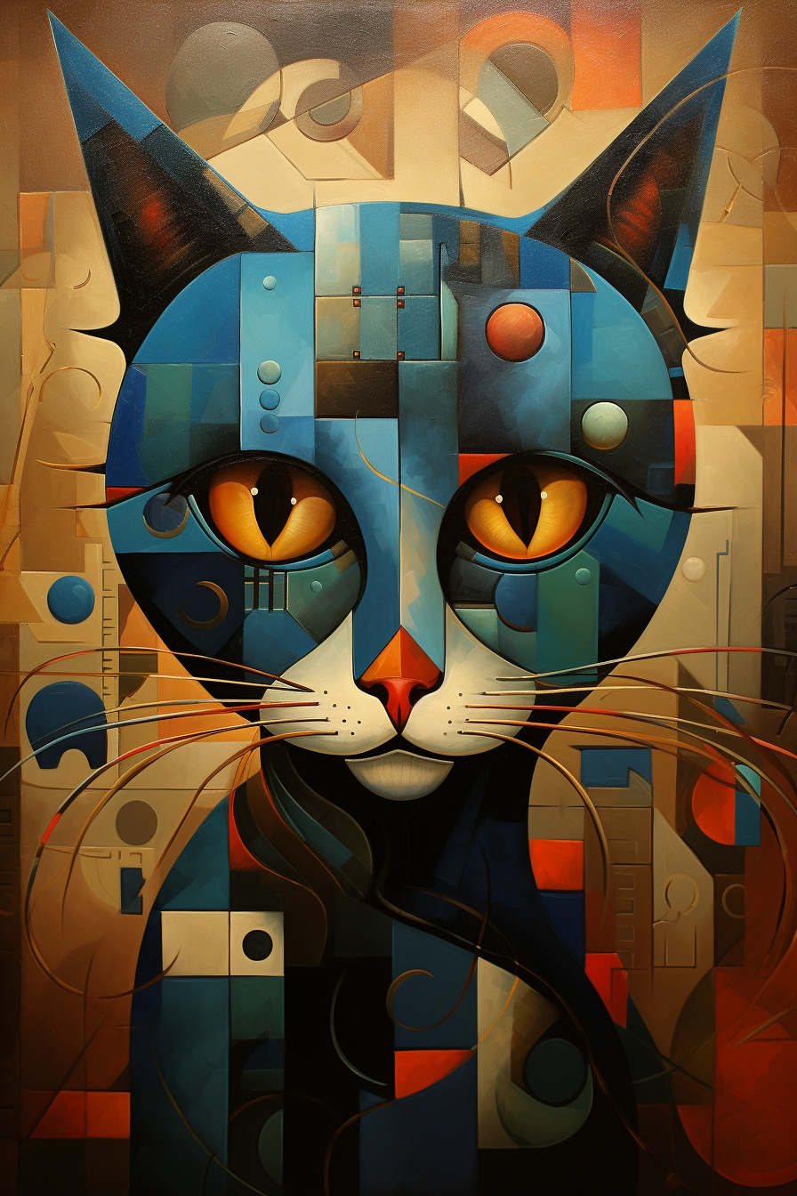 Vivid Salvador Dali surreal cat portrait