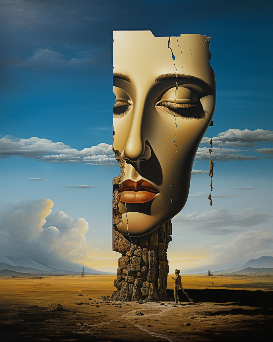 Salvador Dali-inspired monolithic woman artwork