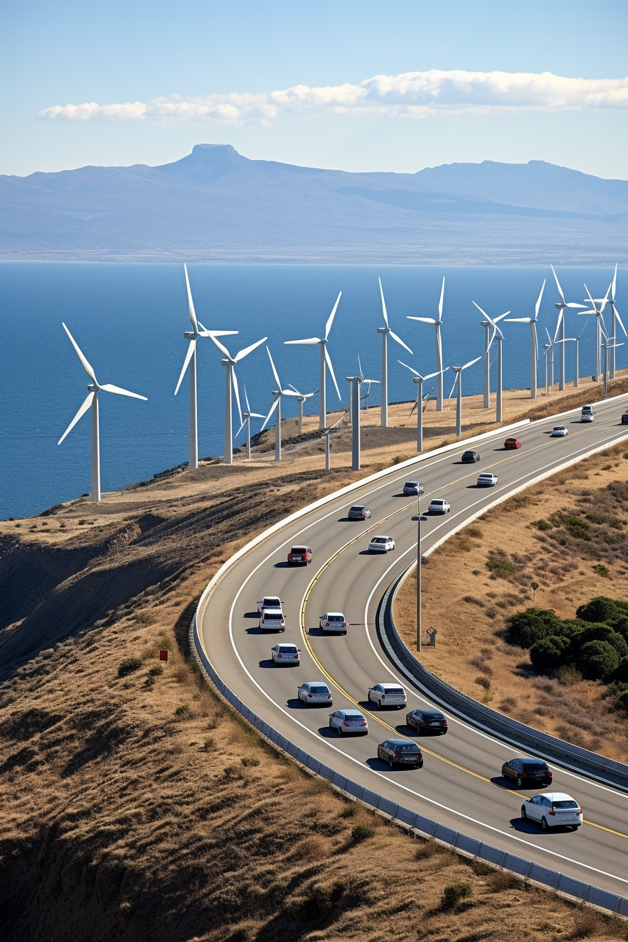 Spectacular Dam and Wind Turbines