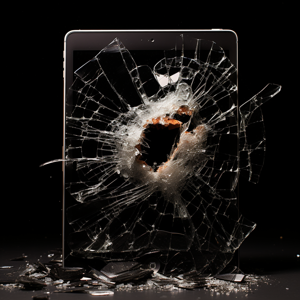 Damaged iPad Product Displayed