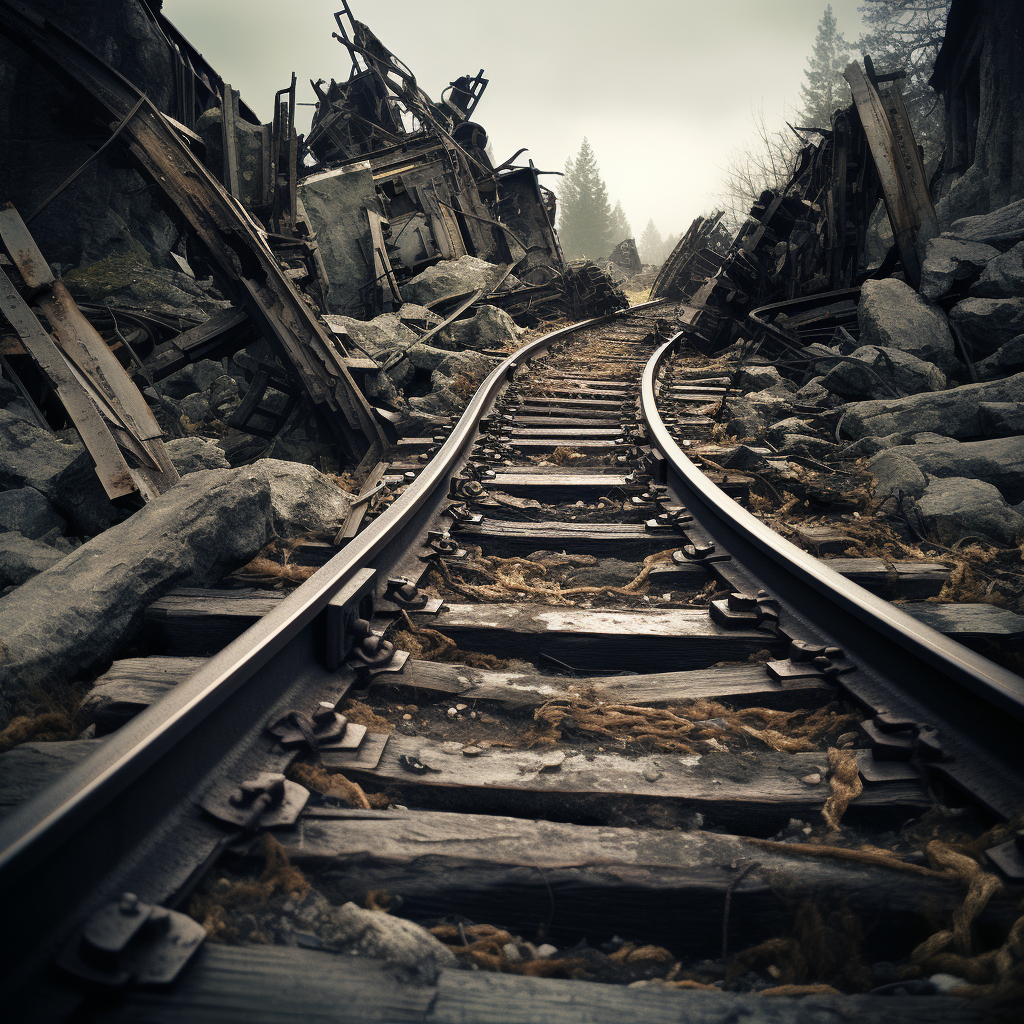 Damaged and warped train track