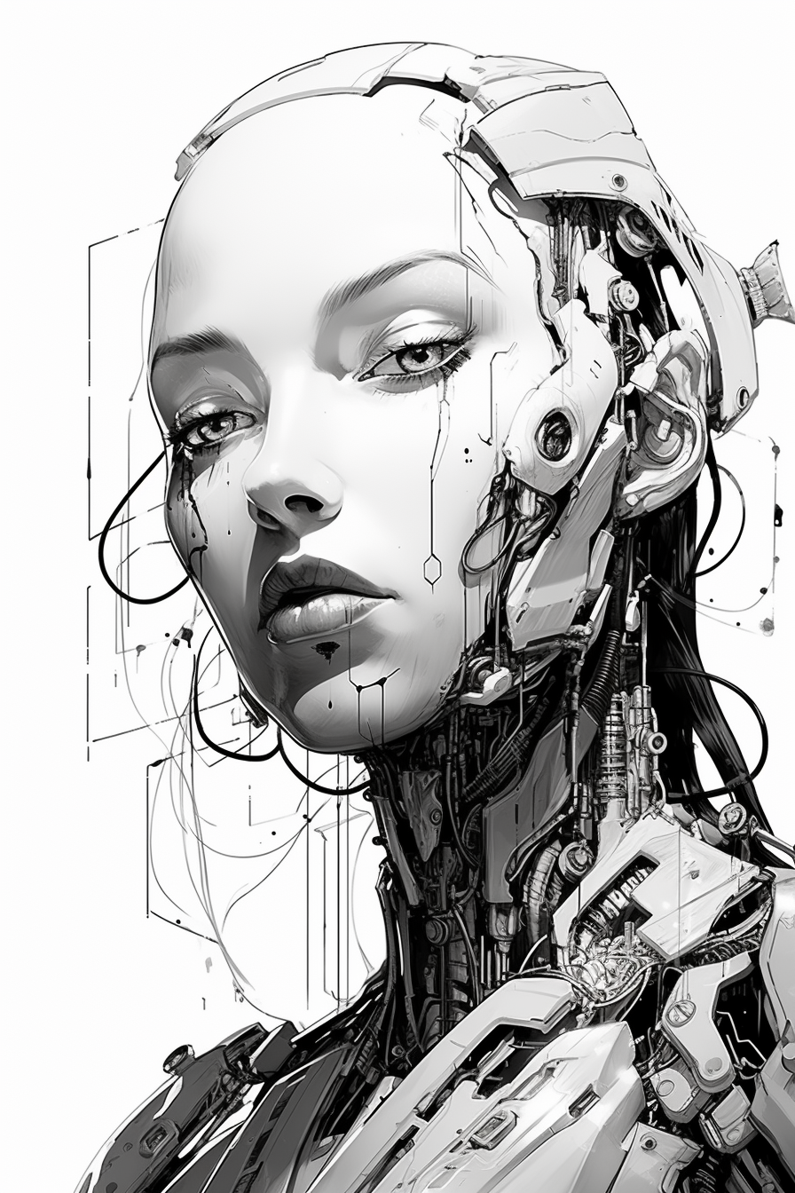 Portrait of a Damaged Cyborg with a Pretty Face