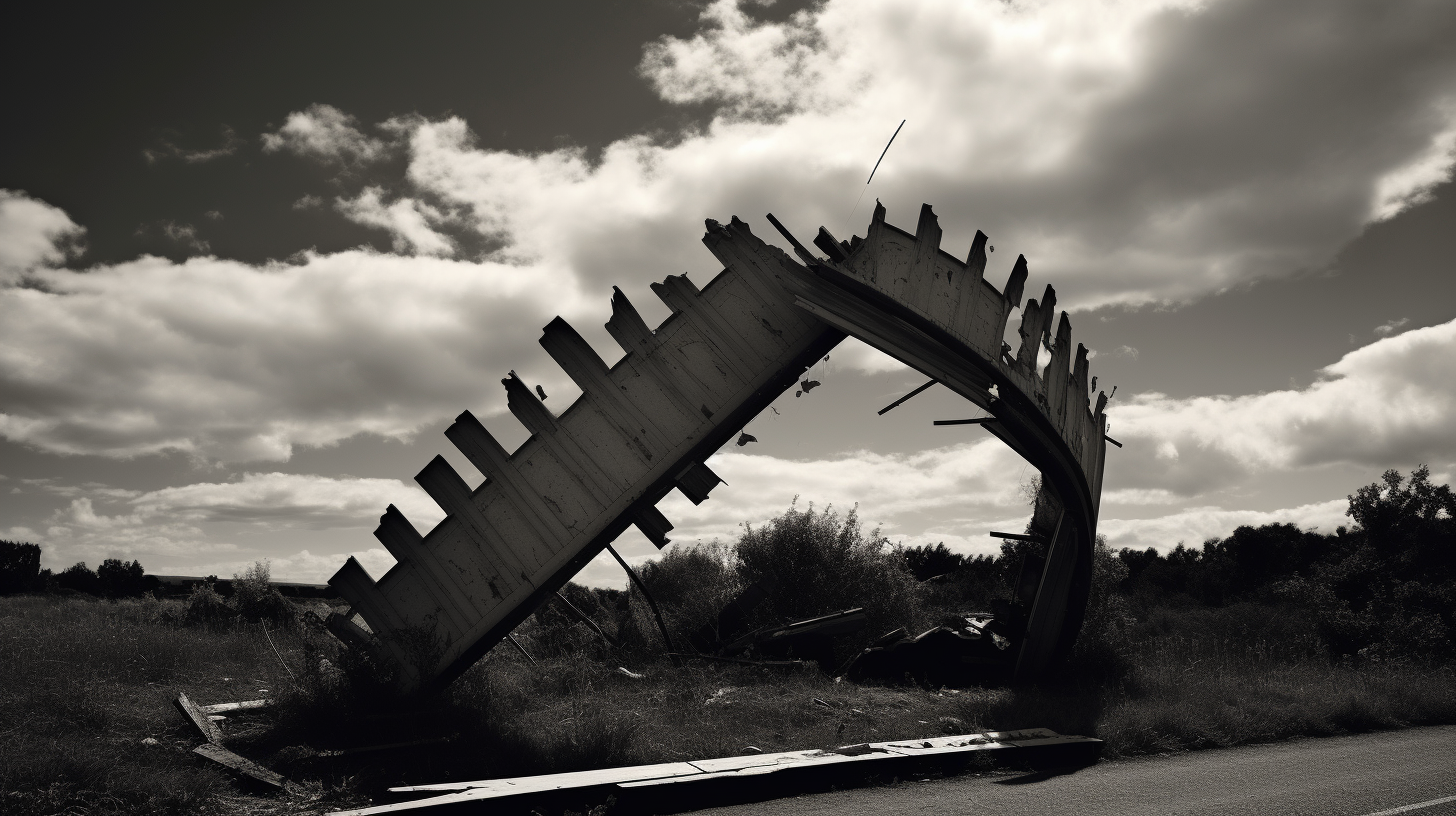 Image of damaged or overturned road sign