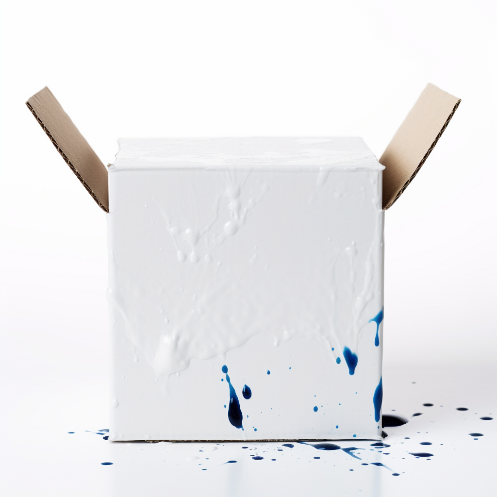 Damaged white cardboard box on white background