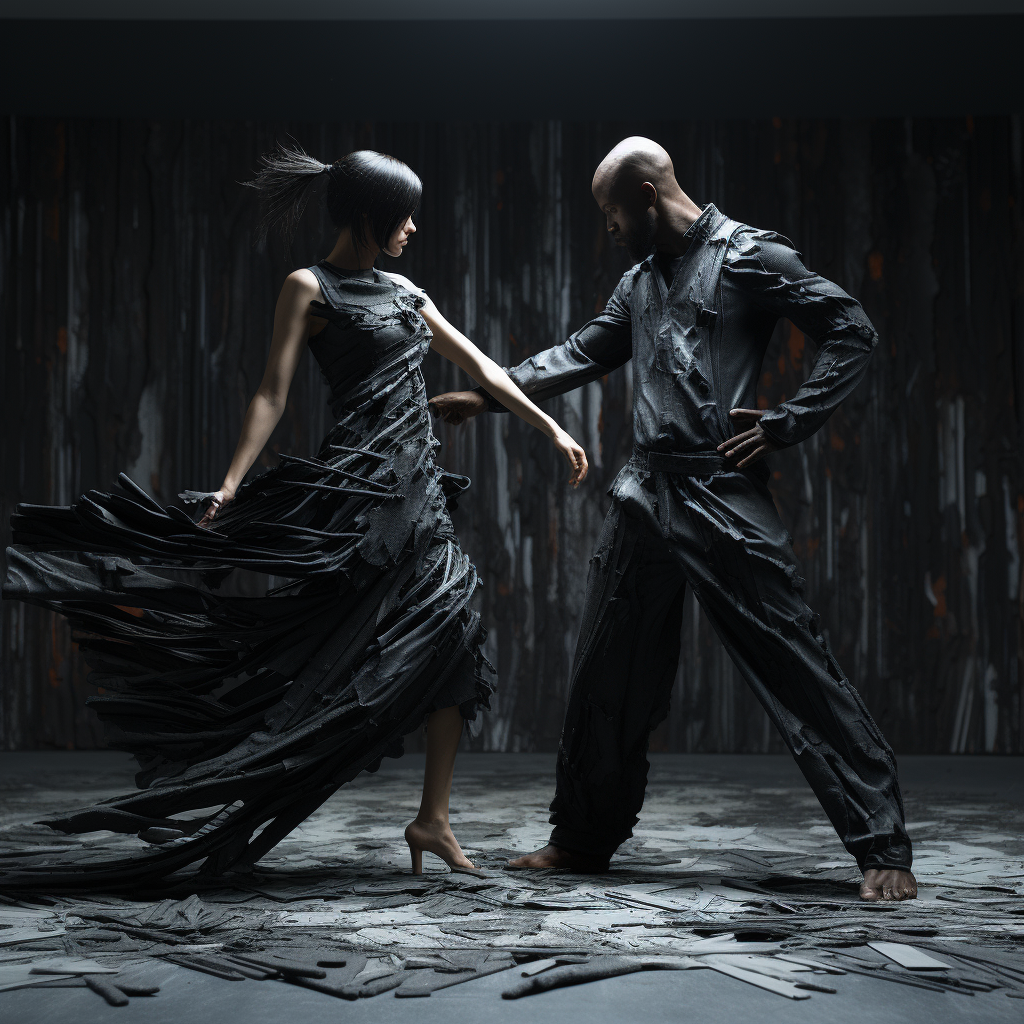 Vibrant modern dance on black background