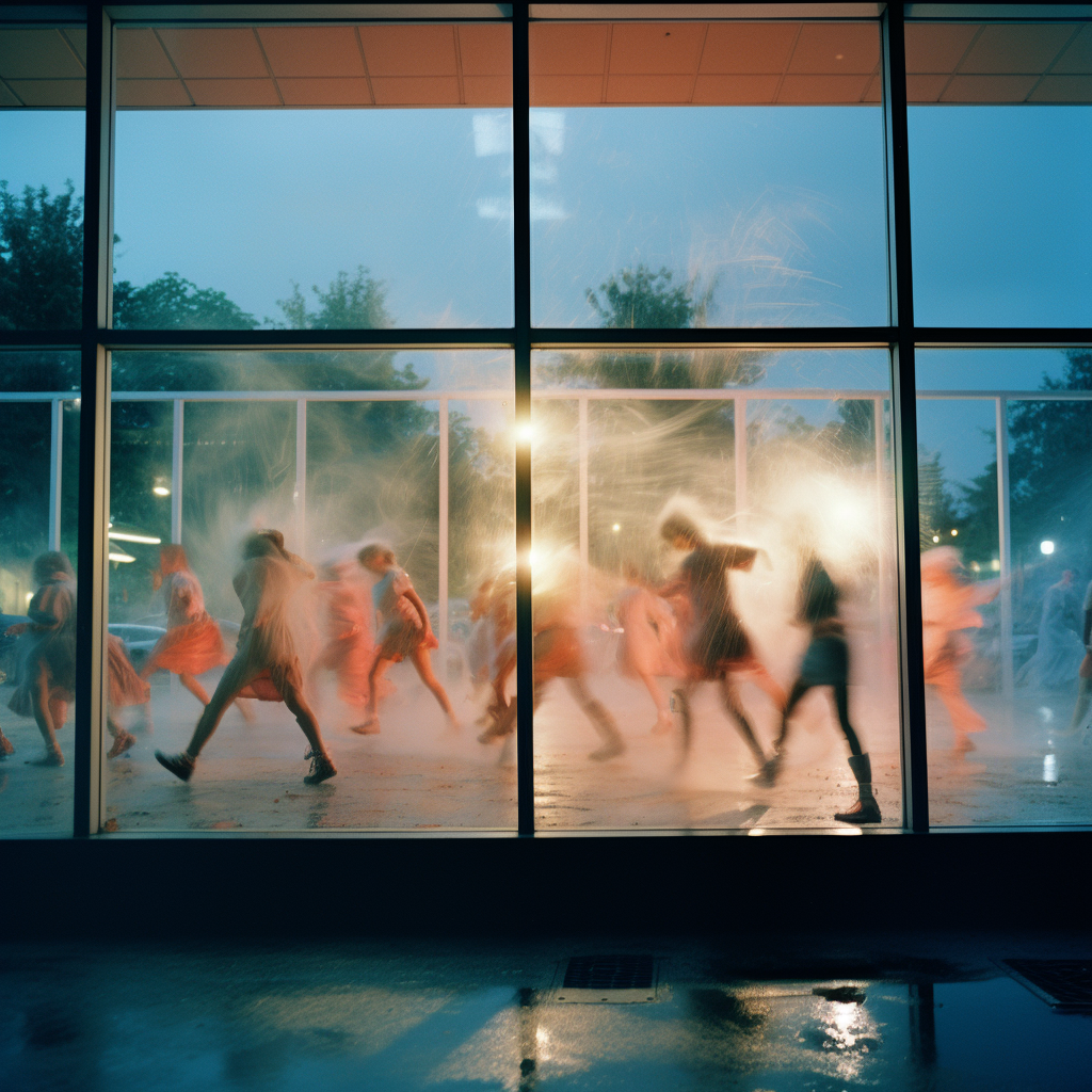 Dance school window in mall