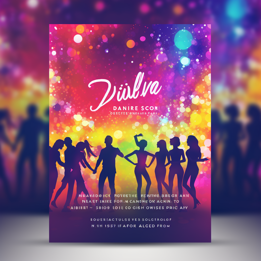Colorful dance party with people celebrating and dancing