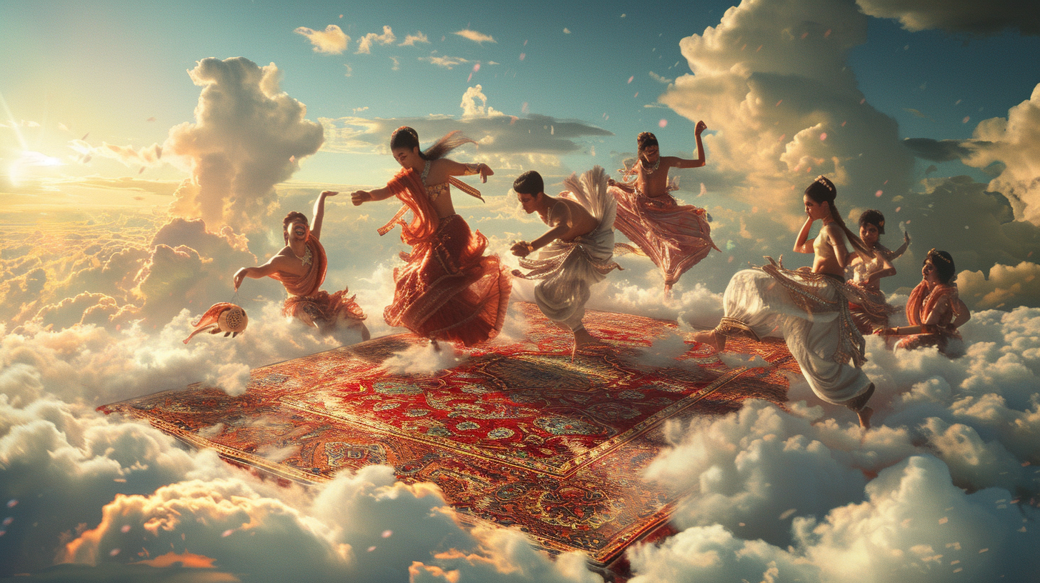 Colorful dancers in the clouds