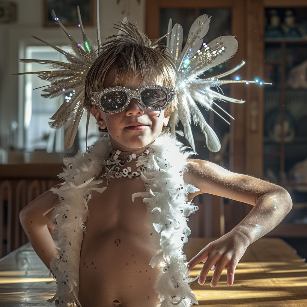 Kid Dancing with Feathers