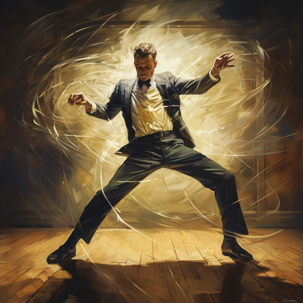 Man dancing with restrained energy