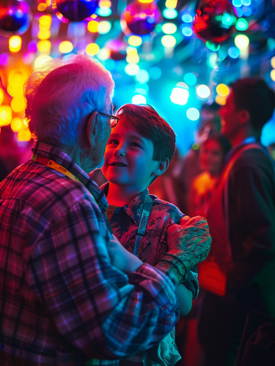 Young Boy and Grandpa Dancing