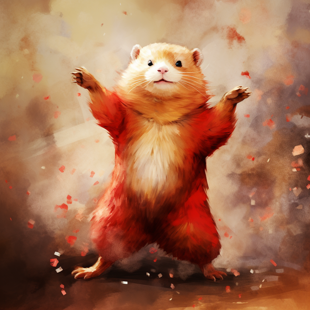 Adorable dancing fat red ferret