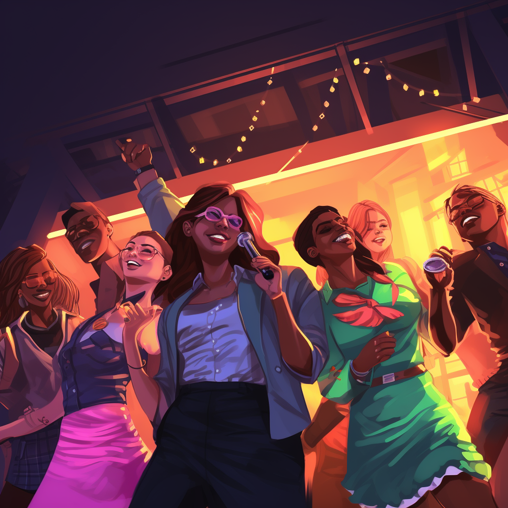 Group of people dancing at a nightclub