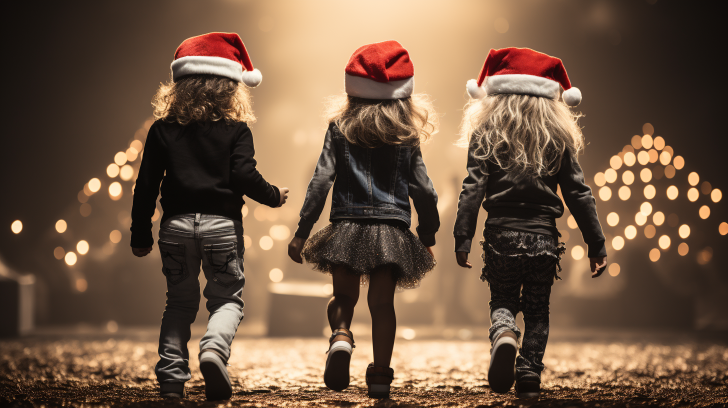 Eccentric Children Dancing as Santa