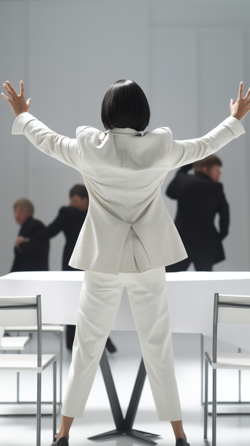 Woman with Bob Haircut Dancing on Table