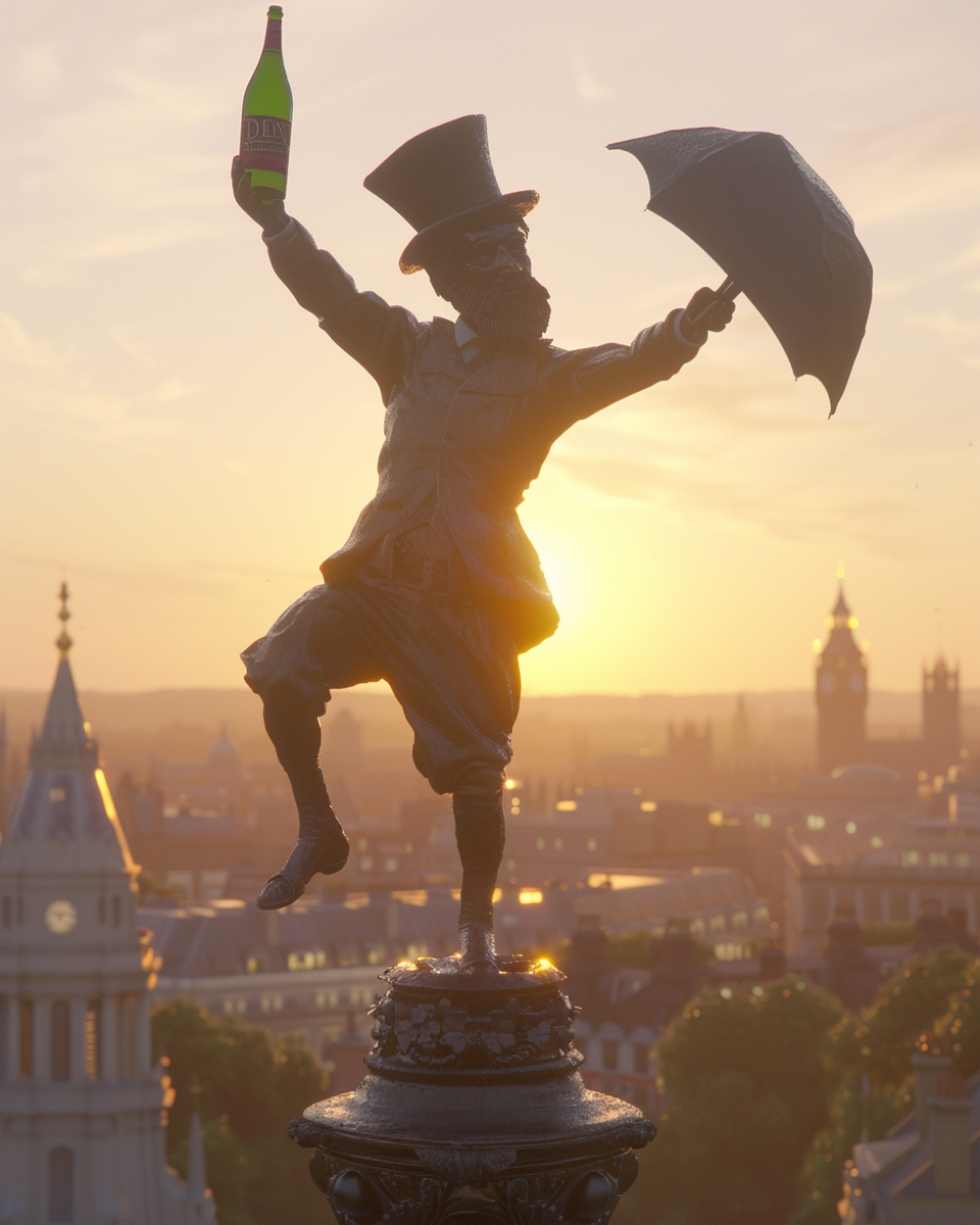 Dandy man wearing suit umbrella