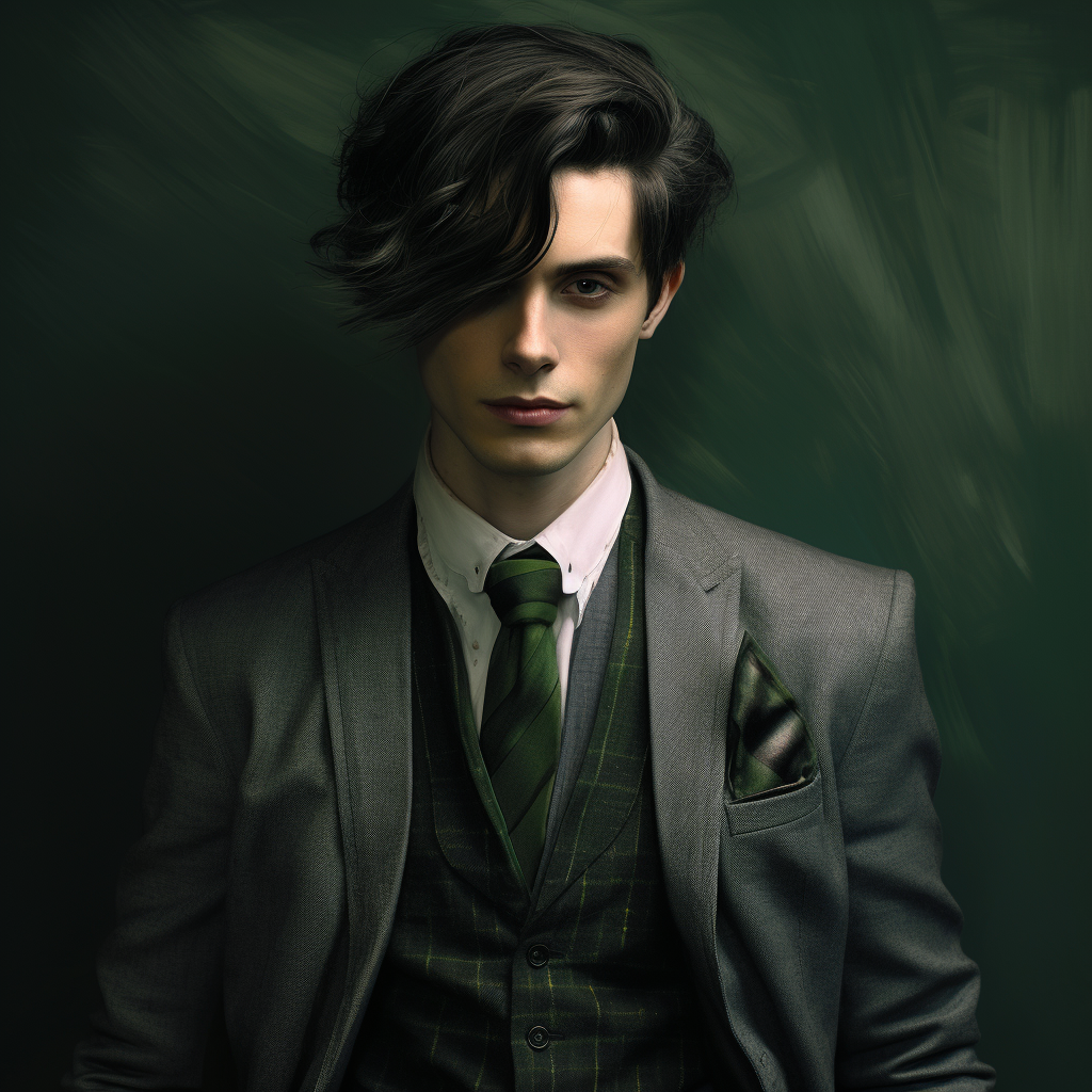 Stylish dandy in green suit