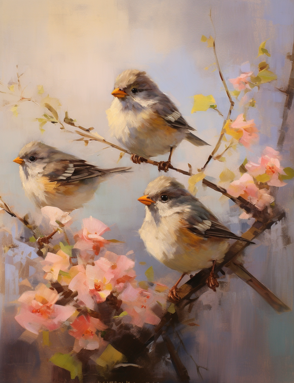 Dark Eyed Juncos in Daniel Gerhartz Style