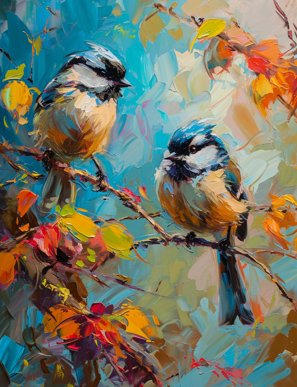 Mountain Chickadees Painting by Daniel J Gerhartz