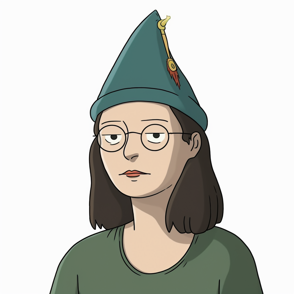 Cartoon image of Daria with party hat