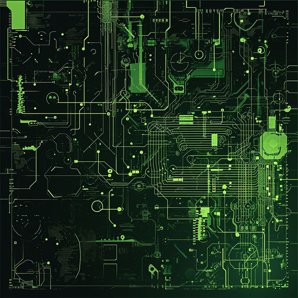 Dark abstract tech schematic green