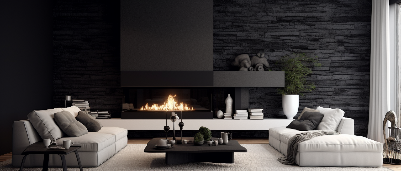 Cozy dark accent wall minimalistic room