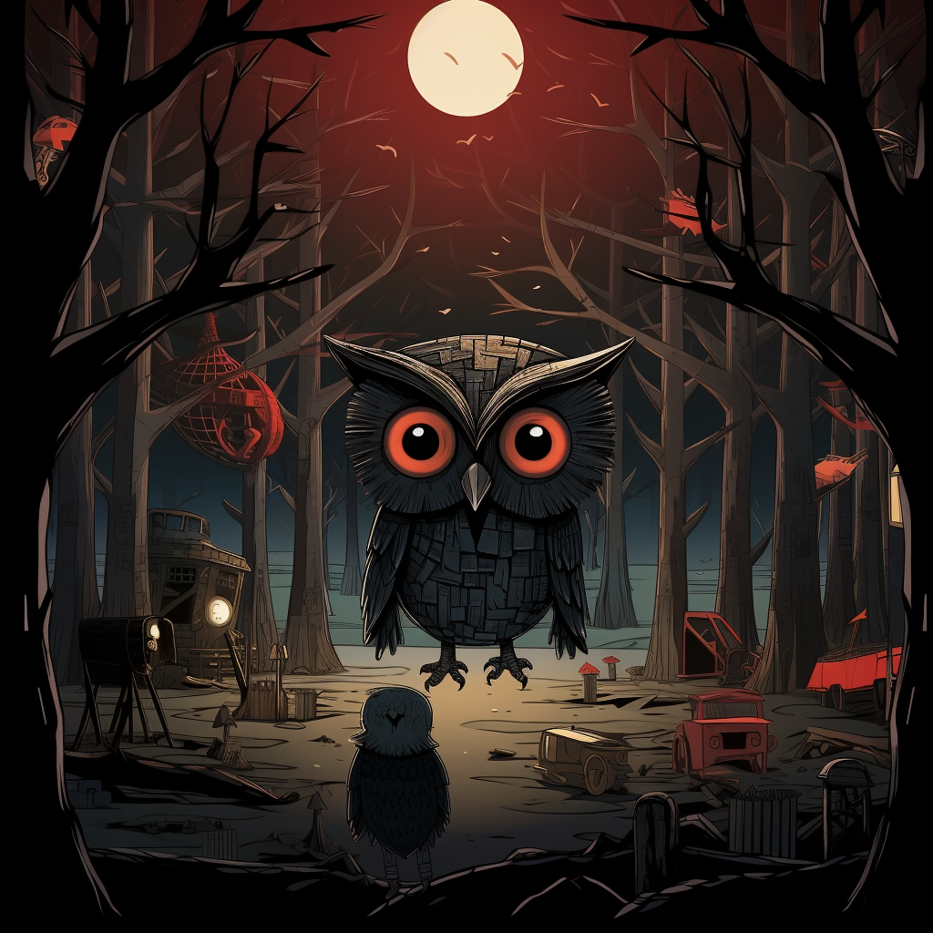 Dark Forest Owl Creature Illustration