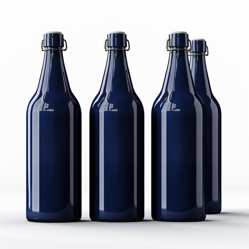 Dark blue PVC bottle mockups on white background