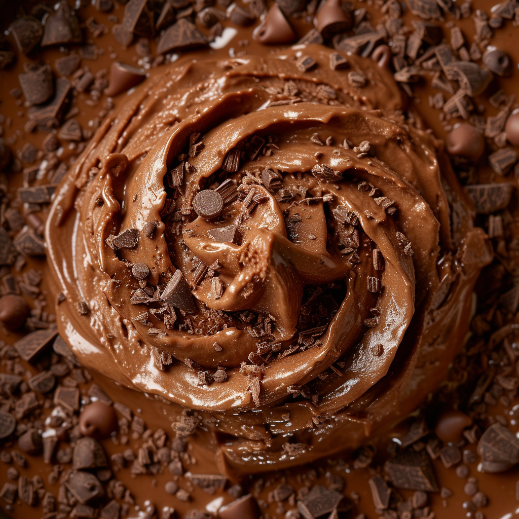 Dark chocolate ice cream in studio lighting