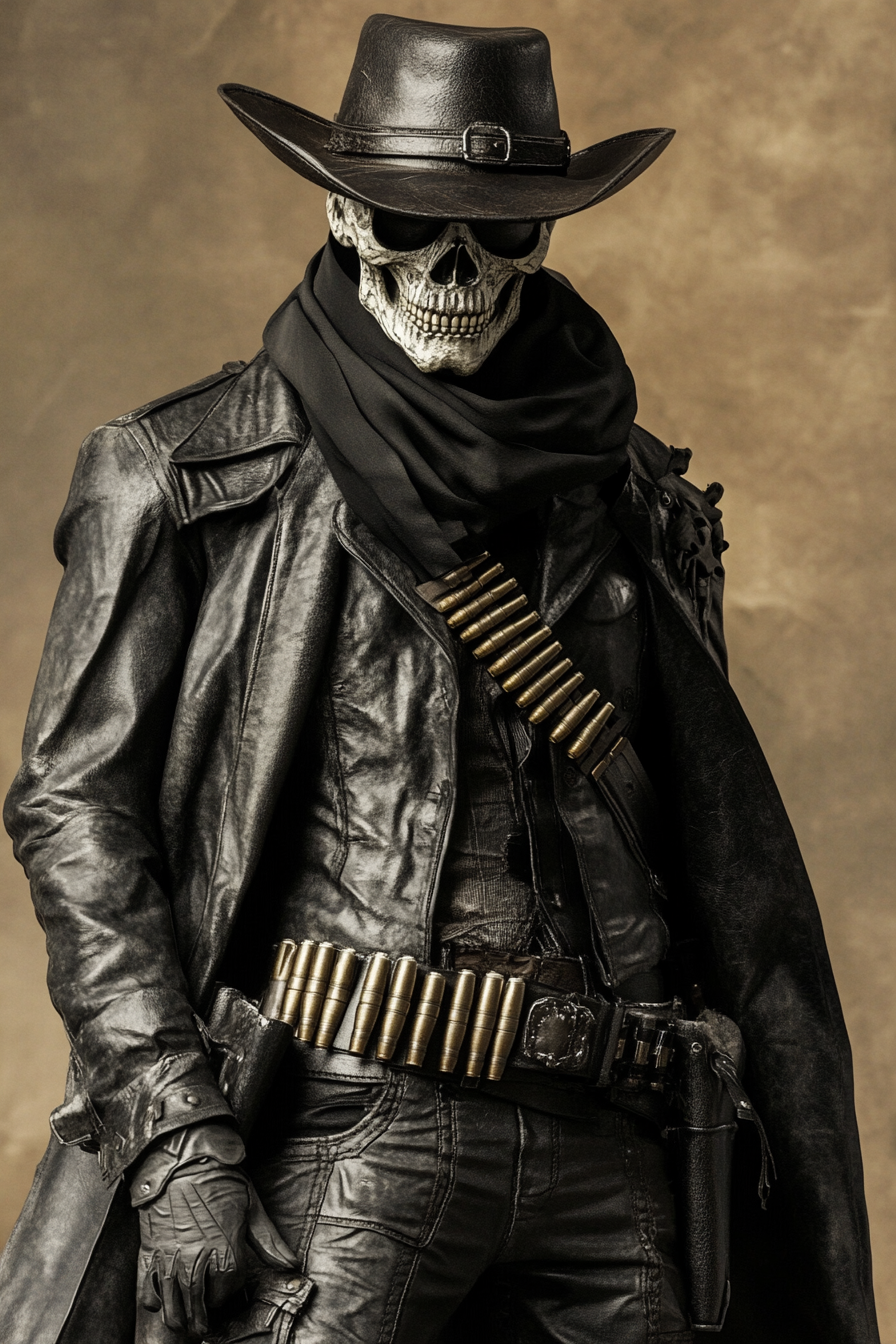 Cowboy Skeleton in Trench Coat