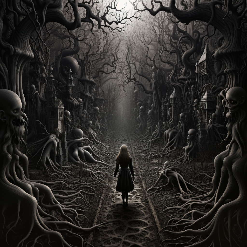 Mysterious dark and creepy wonderland