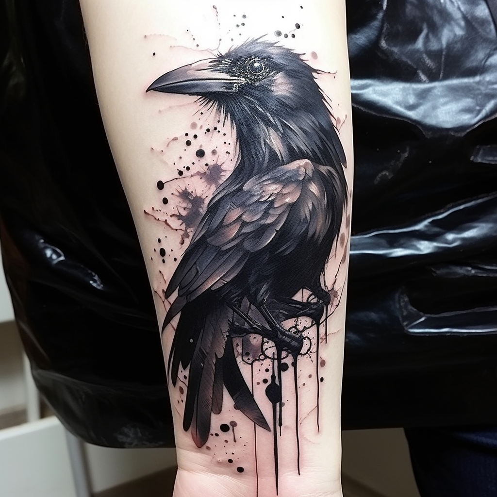 Dark Crow Tattoo on Forearm