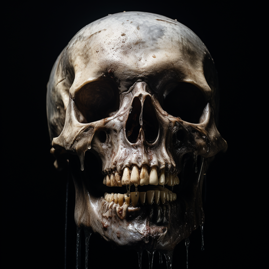 Dark dramatic skull tearing material image