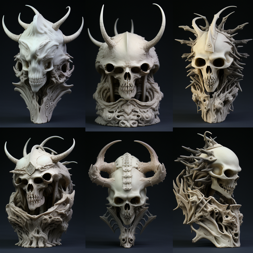 Dark fantasy bone sculpture art