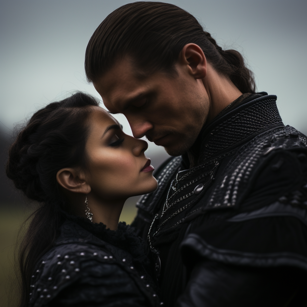 Dark fantasy couple's outdoor photoshoot in Cambridgeshire